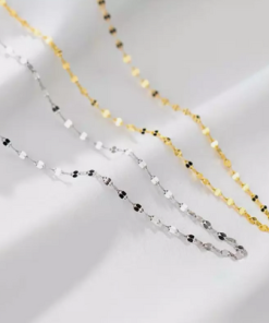 Silver Ros Gold Titanium Stainless Steel Ona Confetti Chain Necklace Choker PE11