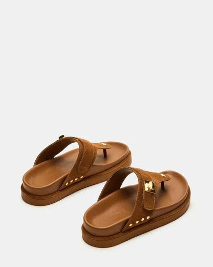 Steve Madden Suede Thona Sandal In Chestnut