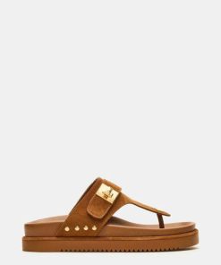 Steve Madden Suede Thona Sandal In Chestnut