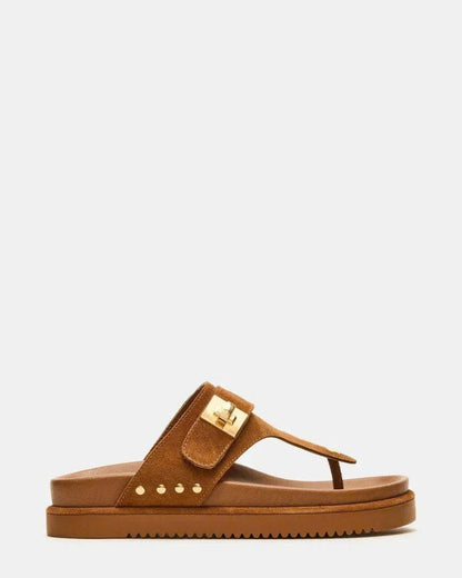 Steve Madden Suede Thona Sandal In Chestnut