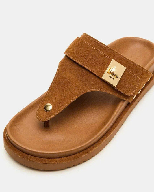 Steve Madden Suede Thona Sandal In Chestnut
